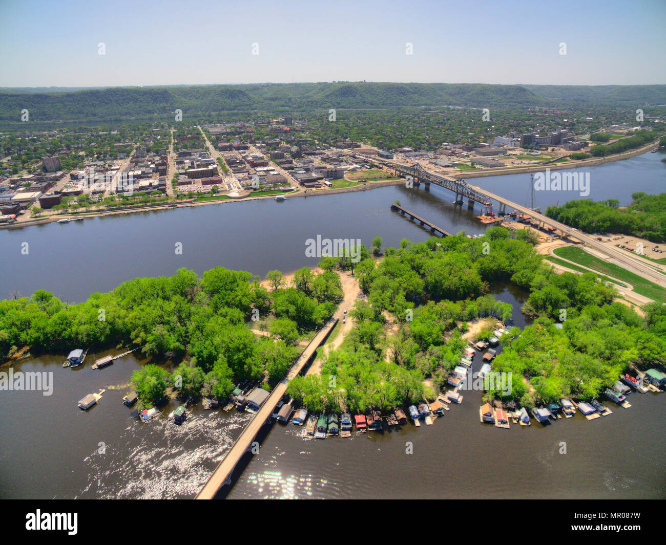 Winona ist eine Gemeinde im südlichen Minnesota am Mississippi Stockfoto