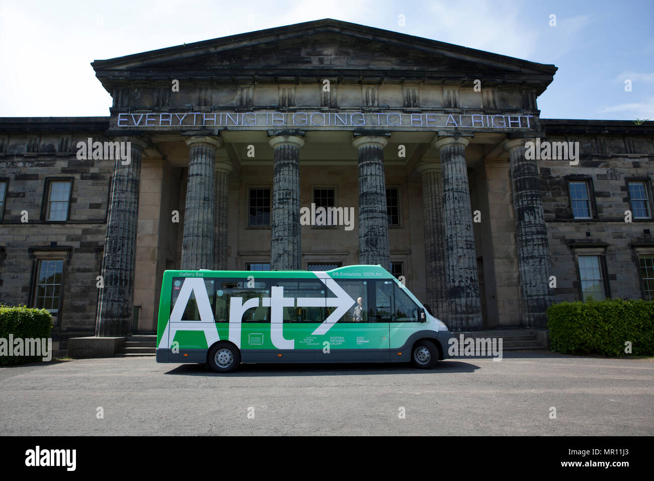 Edinburgh, Schottland. UK. 25. Mai 2018. Drücken Sie die Nationalen Galerien von Schottland (NGS) ist ein neuer, vollständig zugänglich Electric Bus - der erste seiner Art im öffentlichen Dienst in Schottland zu starten. Pako Mera/Alamy leben Nachrichten Stockfoto