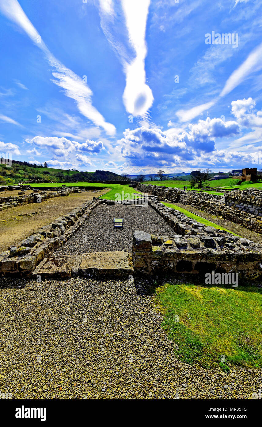 Vindolanda Roman Fort und Museum Northumberland Offiziere Haus und Wohnbereich Stockfoto