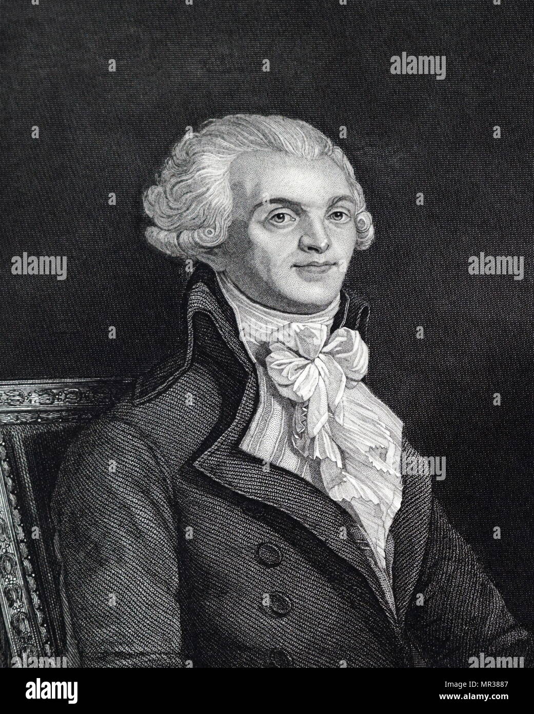 Abbildung: Darstellung von Maximilien Robespierre (1758-1794), ein französischer Jurist und Politiker, einer der bekanntesten und einflussreichsten Persönlichkeiten mit der französischen Revolution und der Herrschaft des Terrors. Vom 18. Jahrhundert Stockfoto