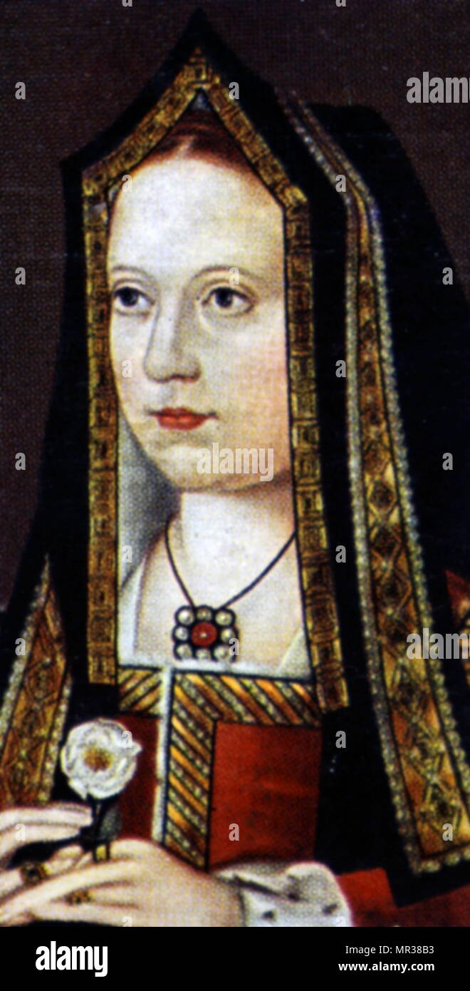 Zigarette Karte Darstellung Elizabeth von York (1466-1503), Königin von England als die fünfte Ehefrau von Heinrich VII. Vom 19. Jahrhundert Stockfoto