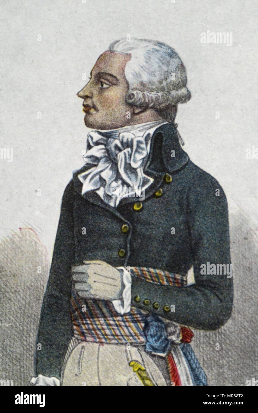 Portrait von Maximilien Robespierre (1758-1794), ein französischer Jurist und Politiker, einer der bekanntesten und einflussreichsten Persönlichkeiten mit der französischen Revolution und der Herrschaft des Terrors. Vom 18. Jahrhundert Stockfoto