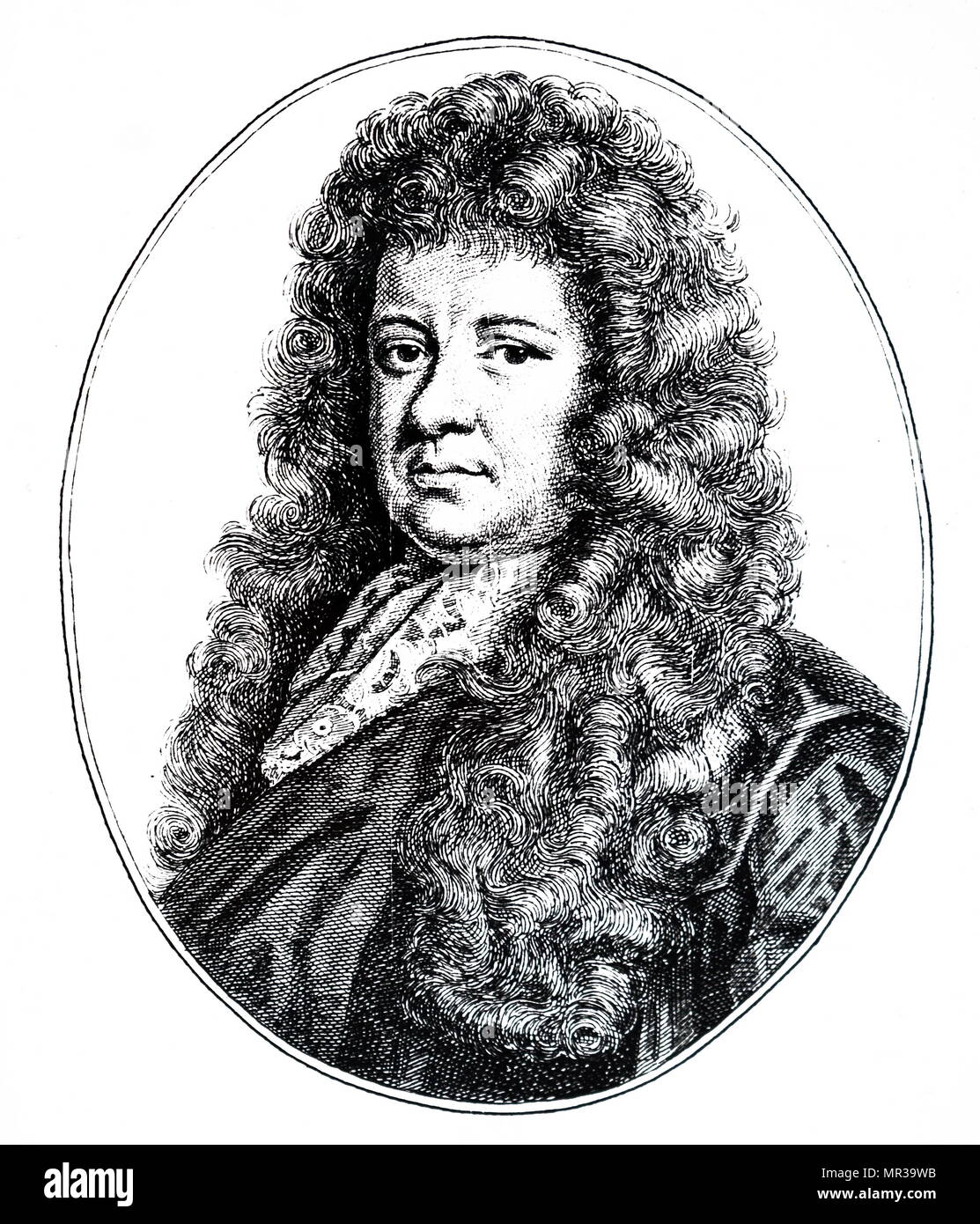 Porträt von Samuel Pepys (1633-1703) ein Administrator der Marine von England und Mitglied des Parlaments. Vom 18. Jahrhundert Stockfoto