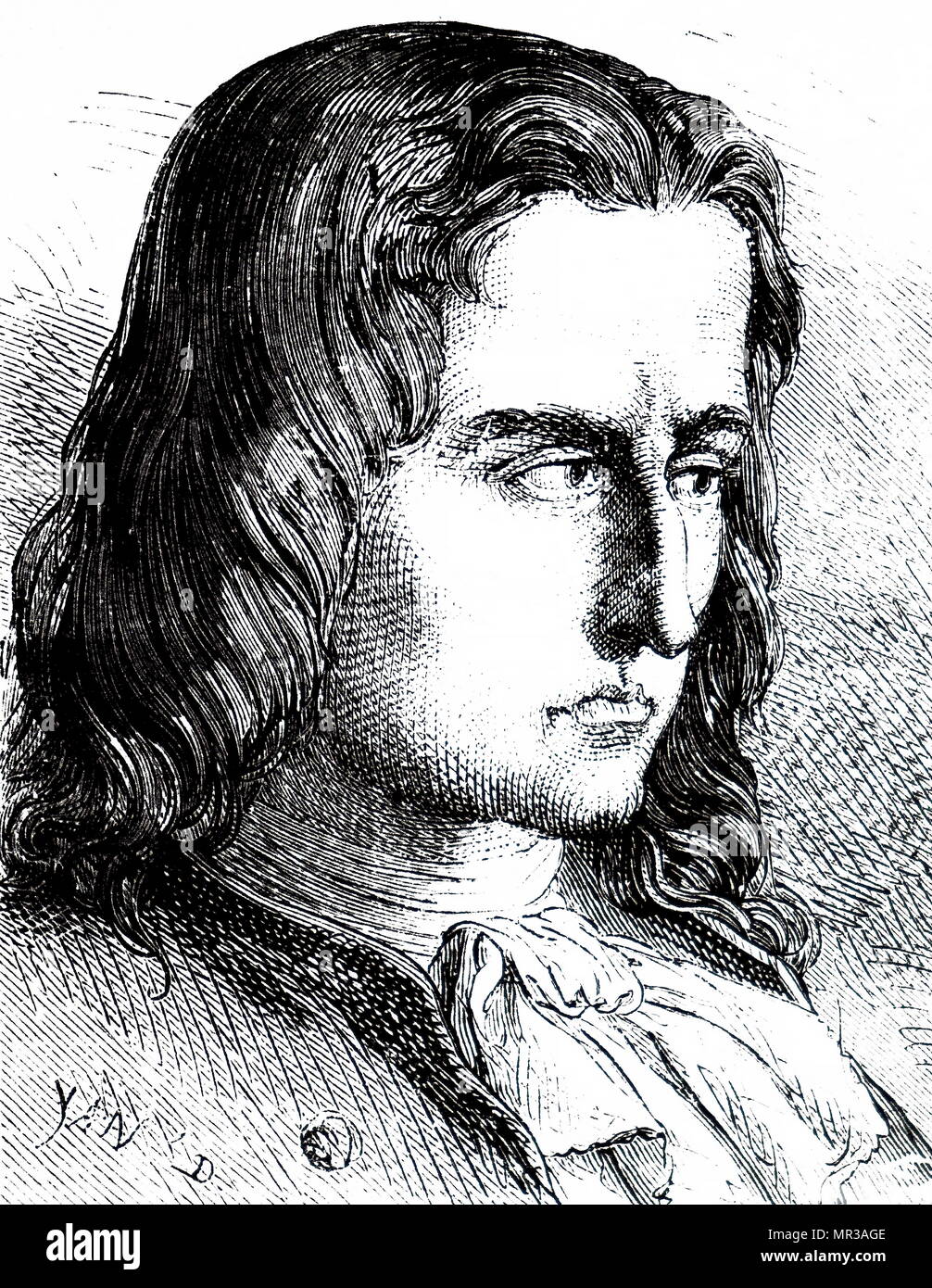 Portrait von Denis Papin (1647-1713), ein französischer Physiker, Mathematiker und Erfinder. Vom 19. Jahrhundert Stockfoto