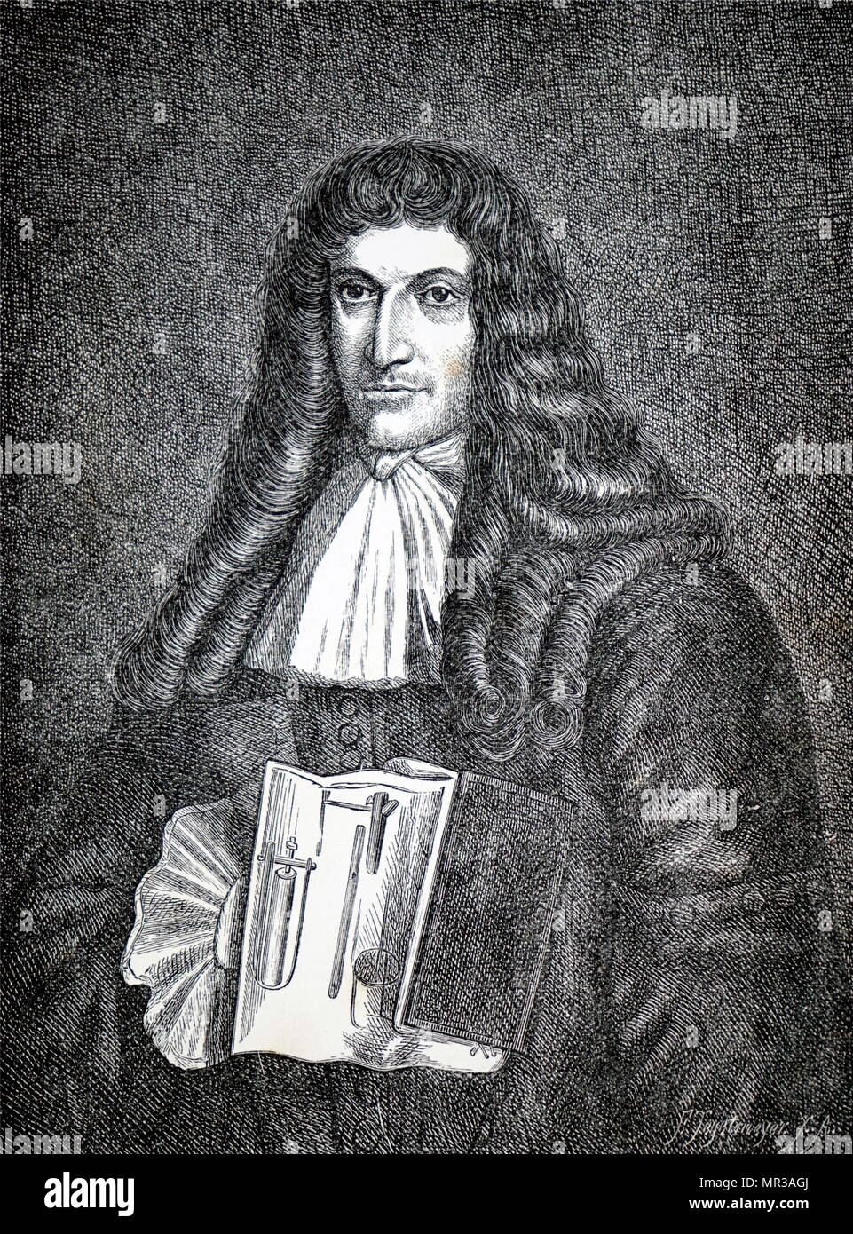 Portrait von Denis Papin (1647-1713), ein französischer Physiker, Mathematiker und Erfinder. Vom 19. Jahrhundert Stockfoto