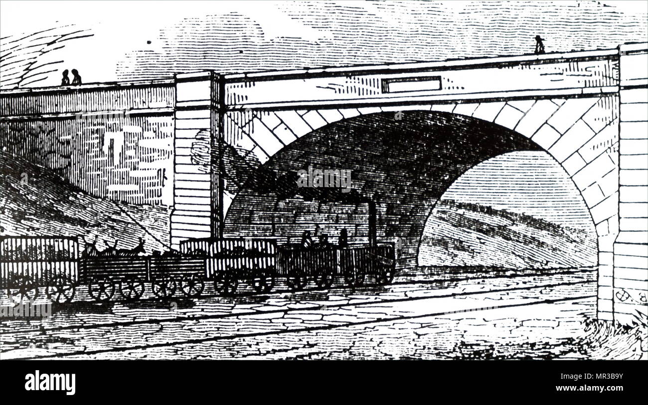 Abbildung: Darstellung von Vieh Zug auf der Liverpool und Manchester Railway. Vom 19. Jahrhundert Stockfoto