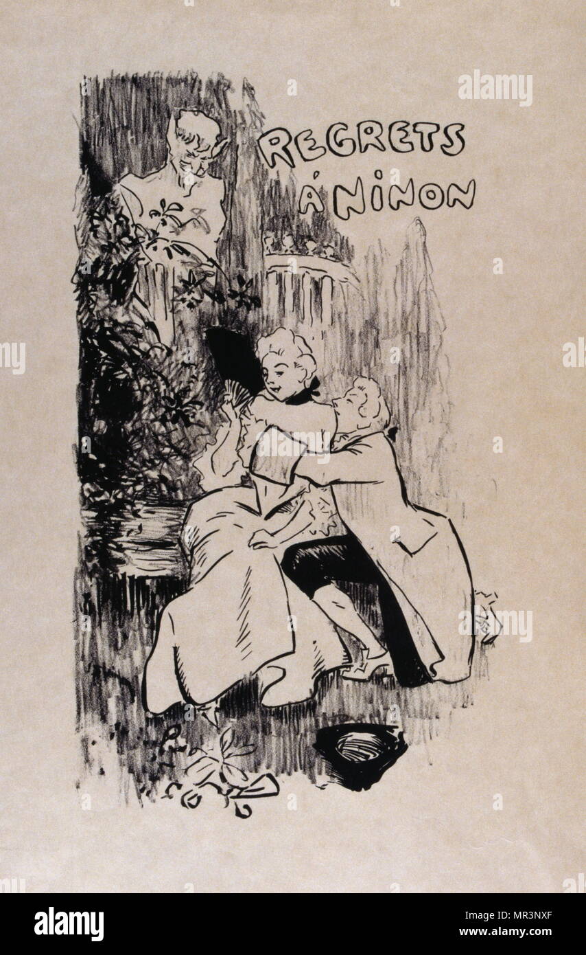 Bedauert eine Ninon, 1894 von Théophile Alexandre Steinlen (November 10, 1859 - Dezember 13, 1923), war ein Schweizer - Französische Jugendstil Maler und Grafiker geboren. Stockfoto