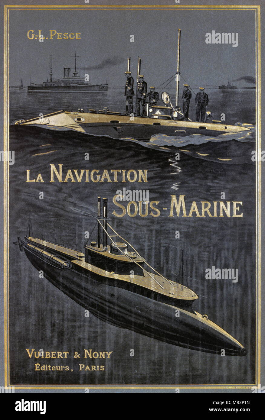 Cover von 'La Navigation Sous-Marine" (undersea Navigation). In Paris von Vuibert & Nony, 1906 veröffentlicht. Stockfoto