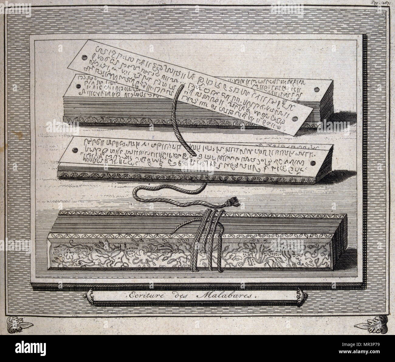 Schreiben und Schreiben Fall von niederländischen Malabar, eine ehemalige holländische Kolonie in Indien. Abbildung von Reisen nach Persien und Indien 1727, von Johan Albrecht de Mandelslo (1616 - 1644). 17. Jahrhundert Deutsche Abenteurer, der über seine Reise durch Persien und Indien schrieb Stockfoto
