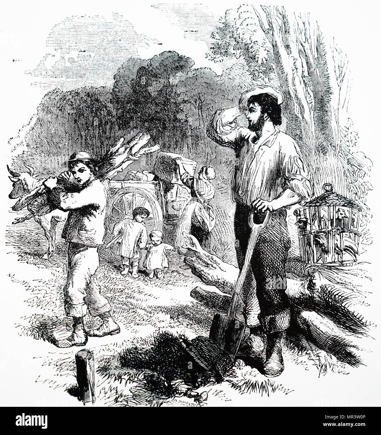 Abbildung: Darstellung von emigranten Clearing neue Wege in Australien. Vom 19. Jahrhundert Stockfoto