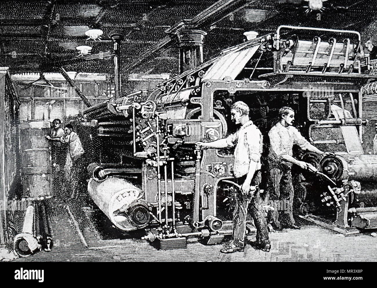 Abbildung: Darstellung einer Doppel-Feed Drucken Maschine mit Stereo-Platten und ist in der Lage, High-Speed-Betrieb. Vom 19. Jahrhundert Stockfoto