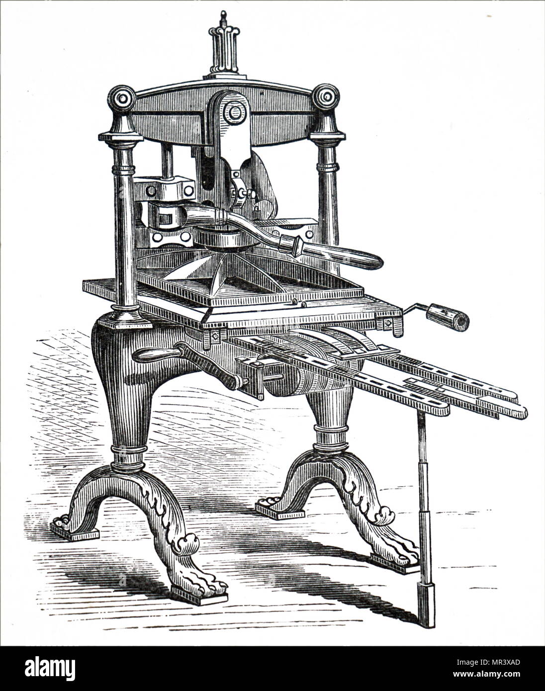 Kupferstich mit der Darstellung eines Kupferstich Drucker. Vom 19. Jahrhundert Stockfoto