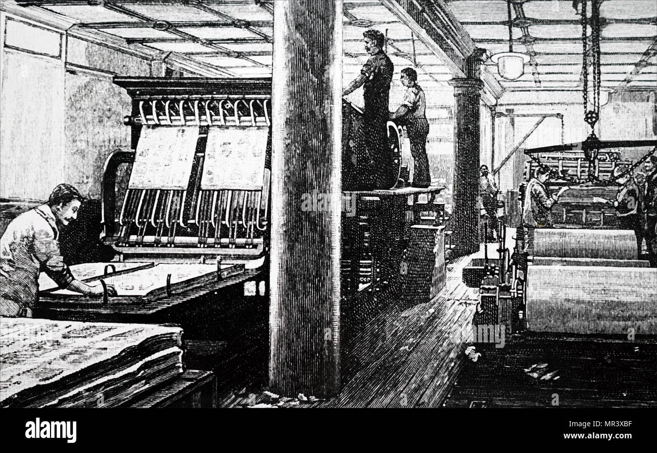 19. British Printing Press, um 1870 Stockfoto