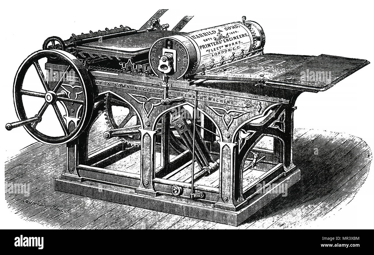 19. jahrhundert Bremmer Druckmaschine, durch Harrild & Söhne von London. 1872 Stockfoto