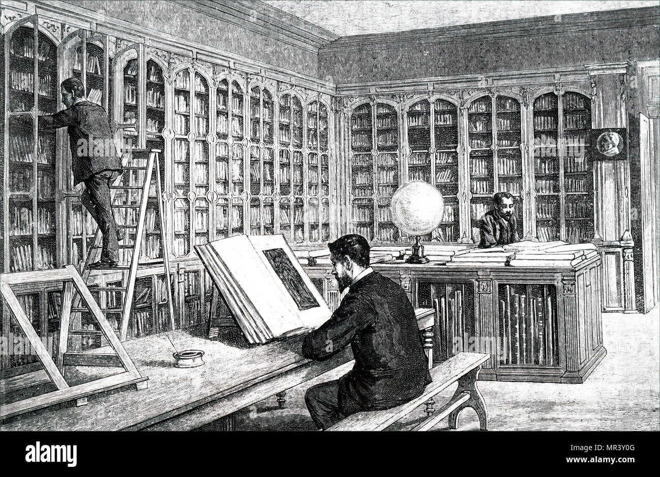 Abbildung: Darstellung von Louis Pasteur studieren in der Bibliothek der École Normale Supérieure. Louis Pasteur (1822-1895), ein französischer Mikrobiologe, Biologe und Chemiker. Vom 19. Jahrhundert Stockfoto