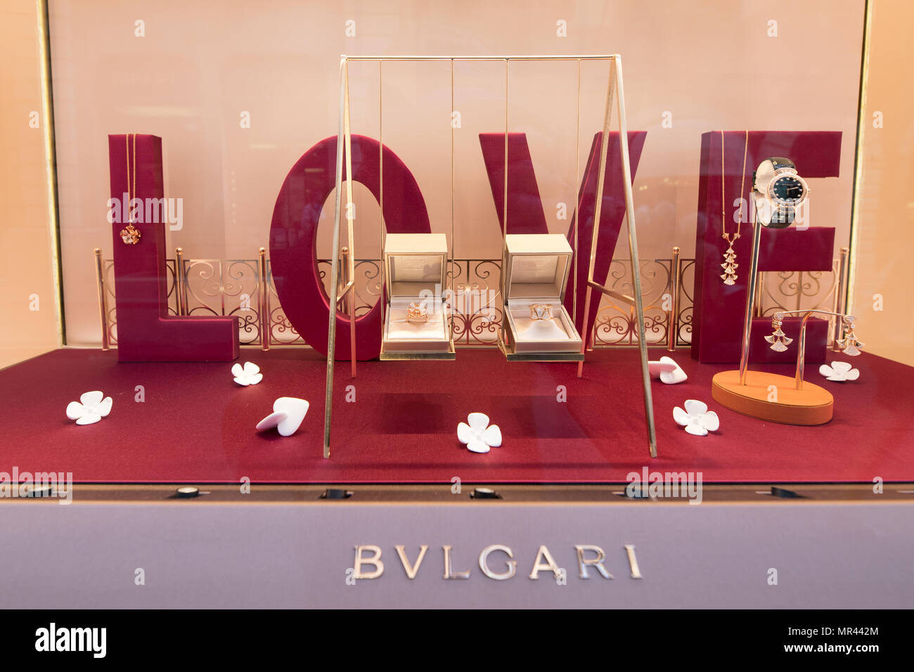 BULGARI Store via Condotti Rom Italien Luxus italienische Marke. Stockfoto