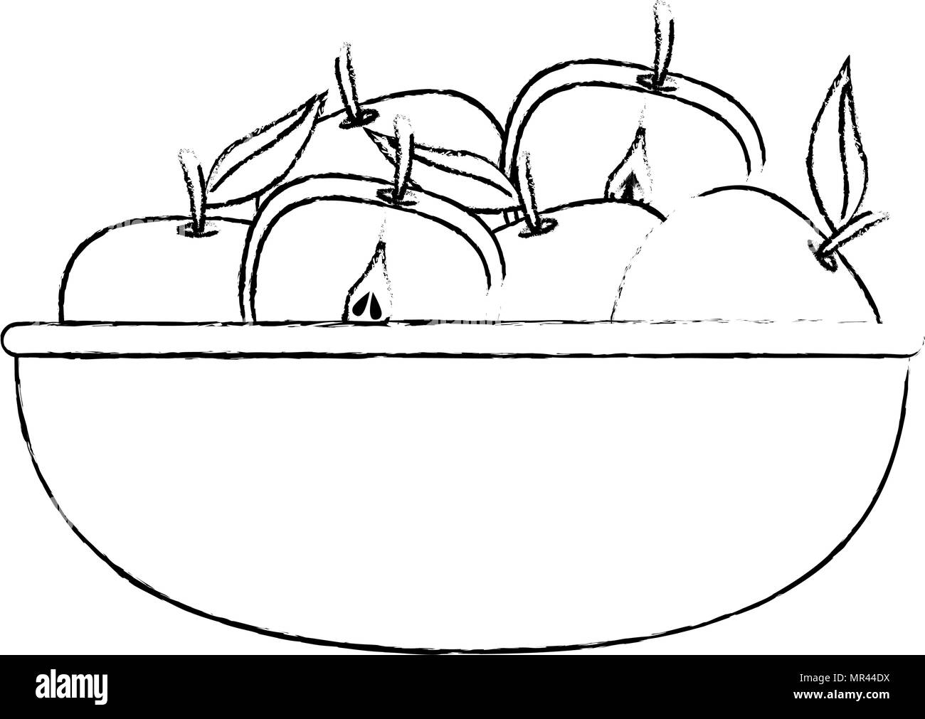 Frische Äpfel Früchte in der Schüssel Stock Vektor