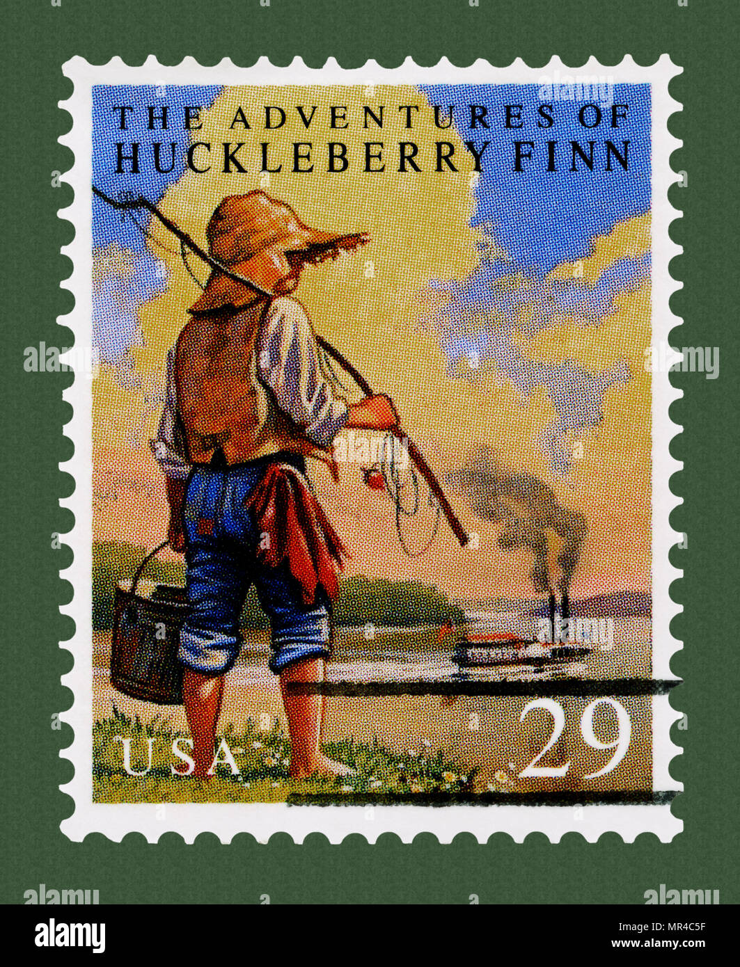 Die Abenteuer des Huckleberry Finn Stempel: Kinder- und Jugendliteratur klassische Bücher auf Briefmarken. Stockfoto