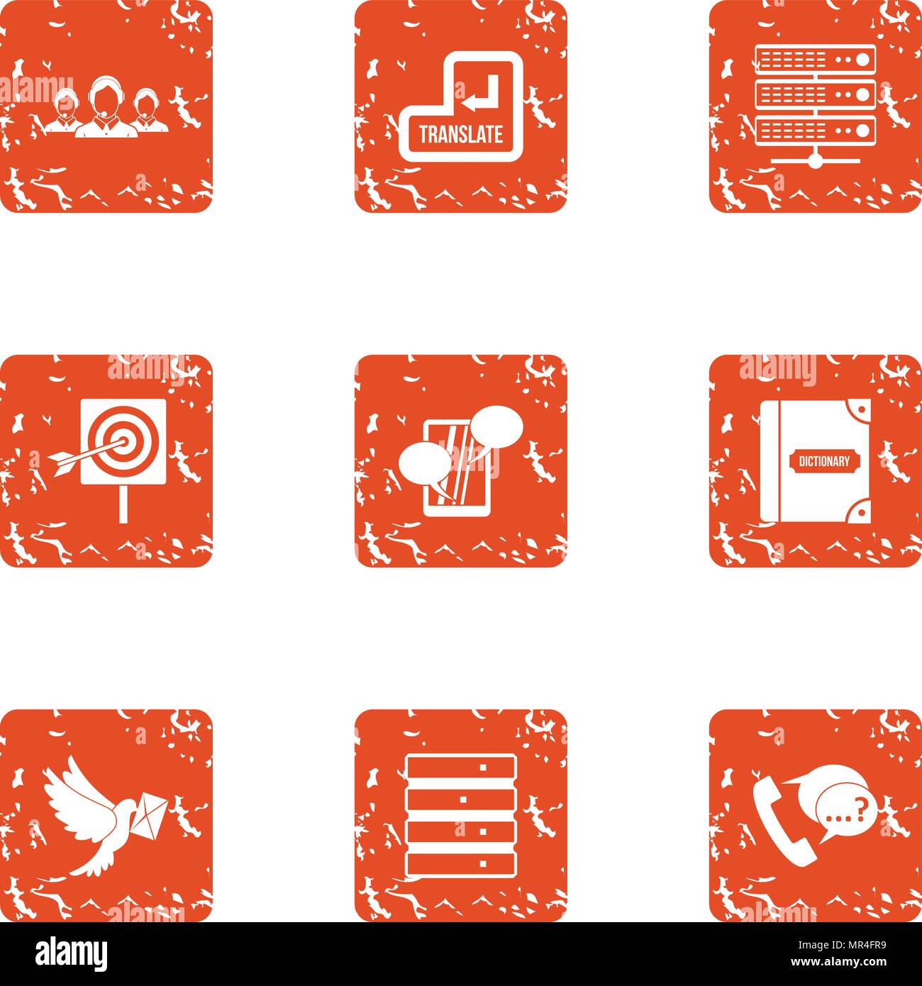 Lieferung von post Icons Set, grunge Stil Stock Vektor