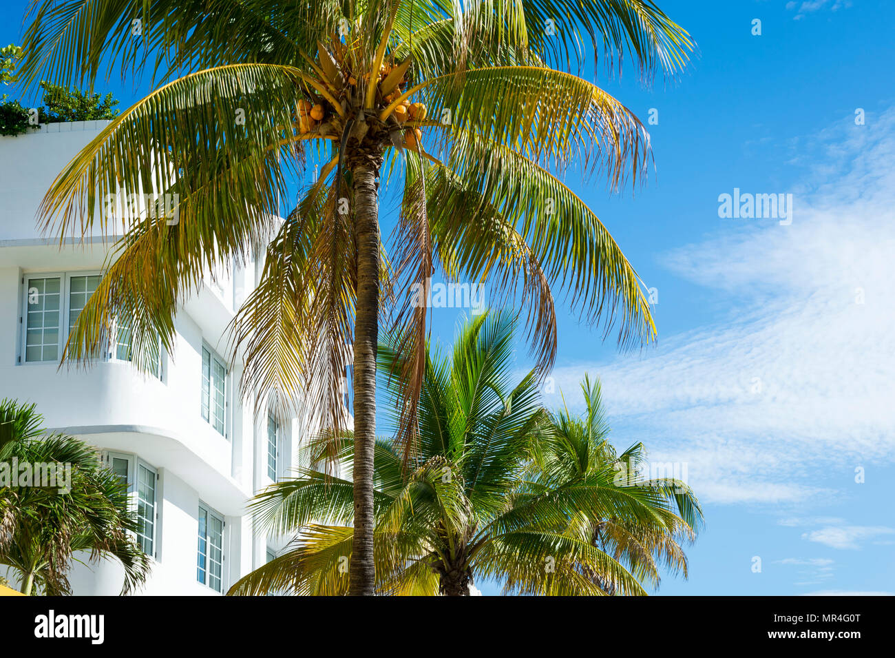 Architektonische Details eines klassischen Art déco-Gebäude in Miami Beach, Florida, USA Stockfoto