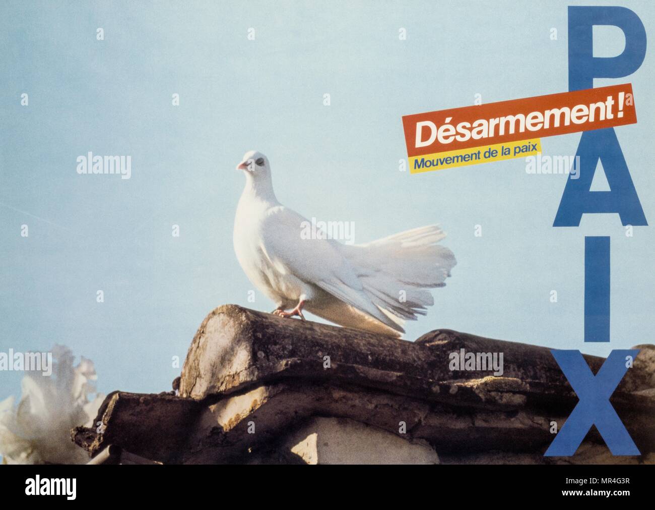Französische anti-nukleare Waffen Frieden Plakat fuer Abruestung. ca. 1975, während des Kalten Krieges Stockfoto