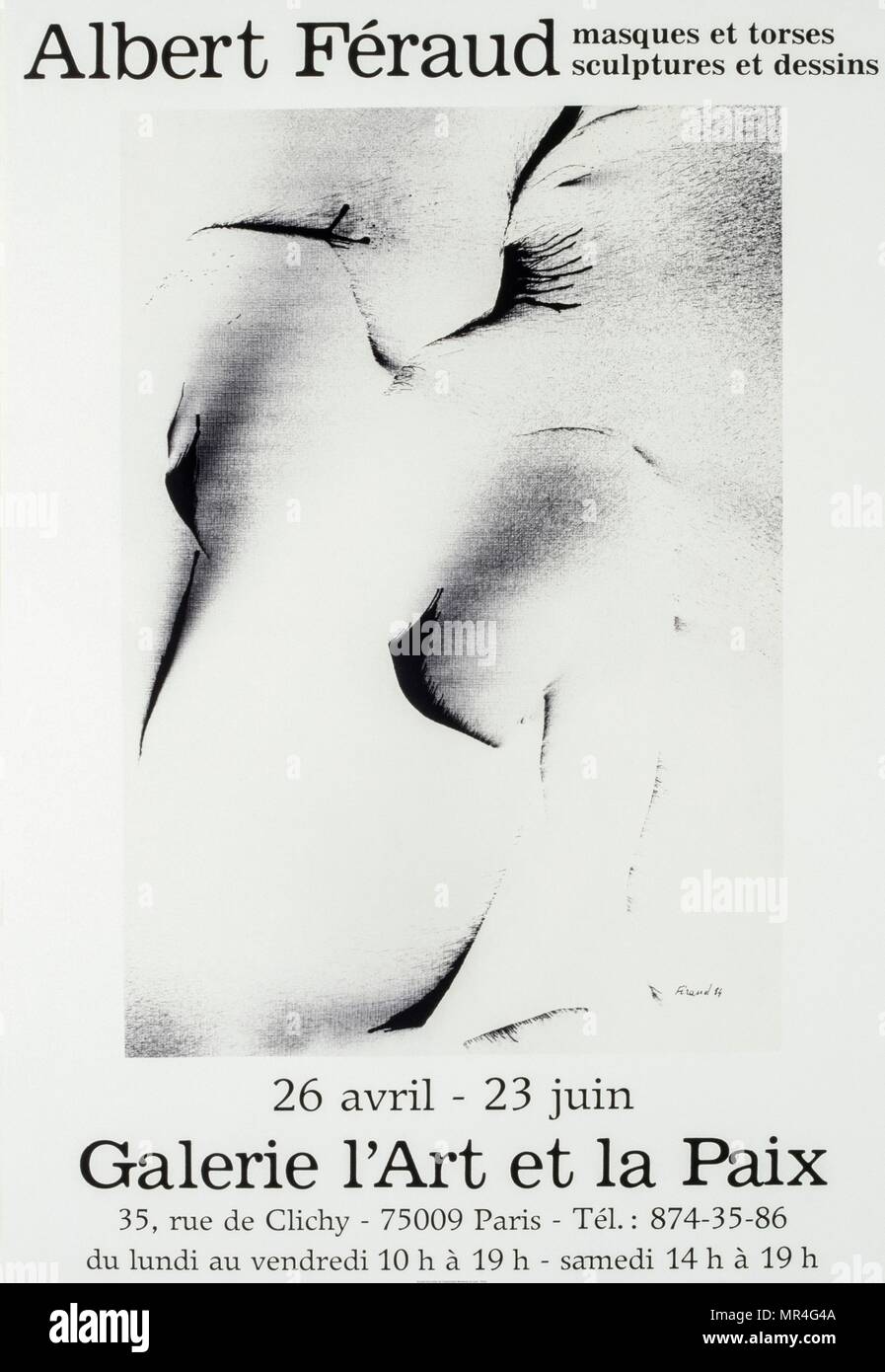 Poster für einen Pariser Ausstellung 1984 von Albert Féraud (1921-2008), französischer Bildhauer Stockfoto