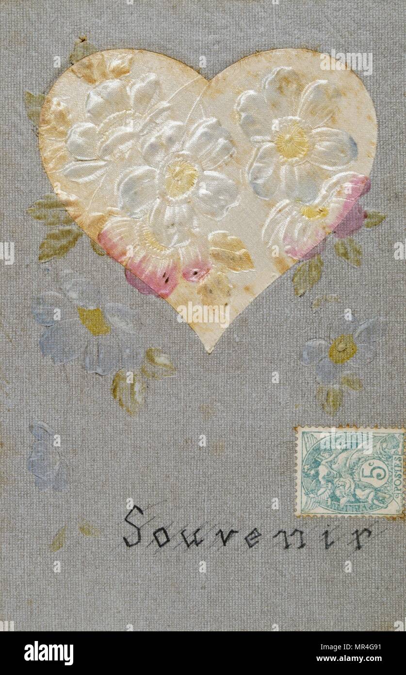 Französische Postkarte mit floralen Elementen 1900 Stockfoto