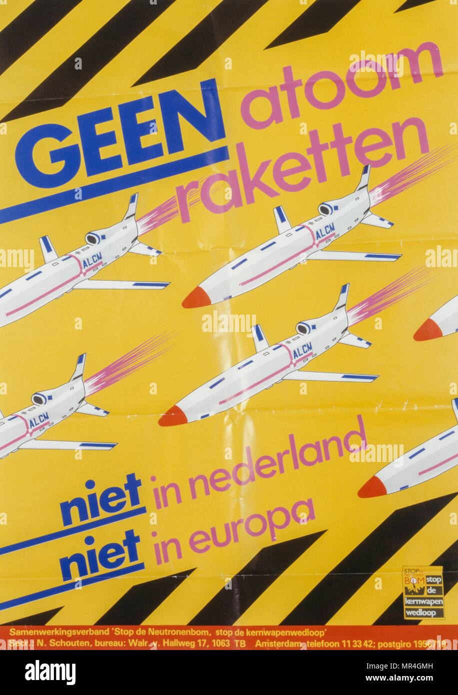 Niederländische anti-nukleare Waffen Frieden Poster 1981, während des Kalten Krieges Stockfoto