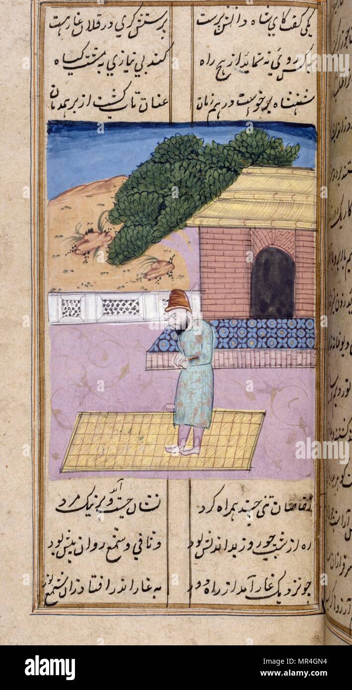 Persischen (Iranischen) islamischen Stil, Manuskript, Illustrierte 12. Jahrhundert: Der Dichter Nezami erzählt die Geschichten von Alexander der Große Stockfoto