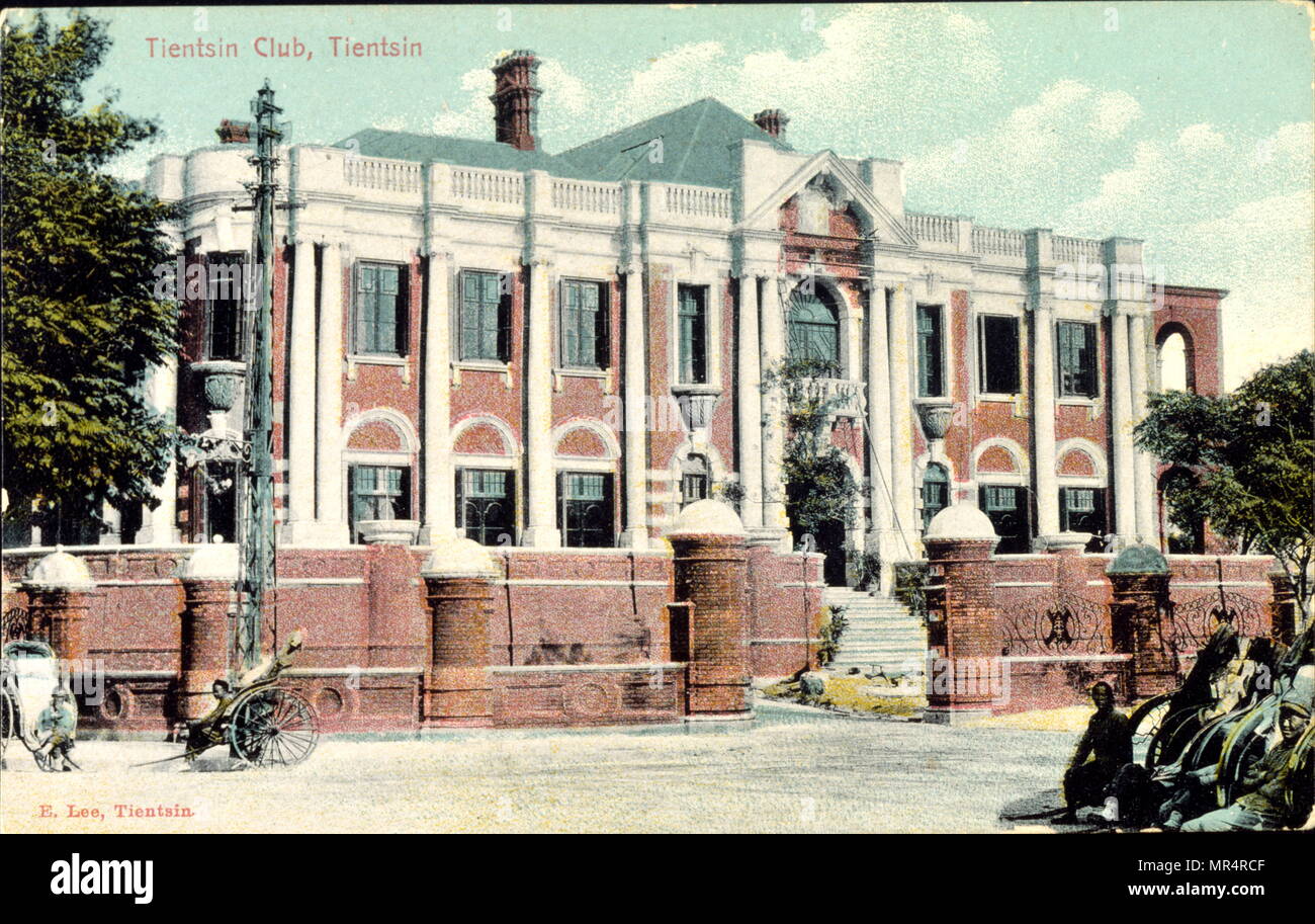 Tientsin Club, Tientsin, China. Postkarte 1900 Stockfoto