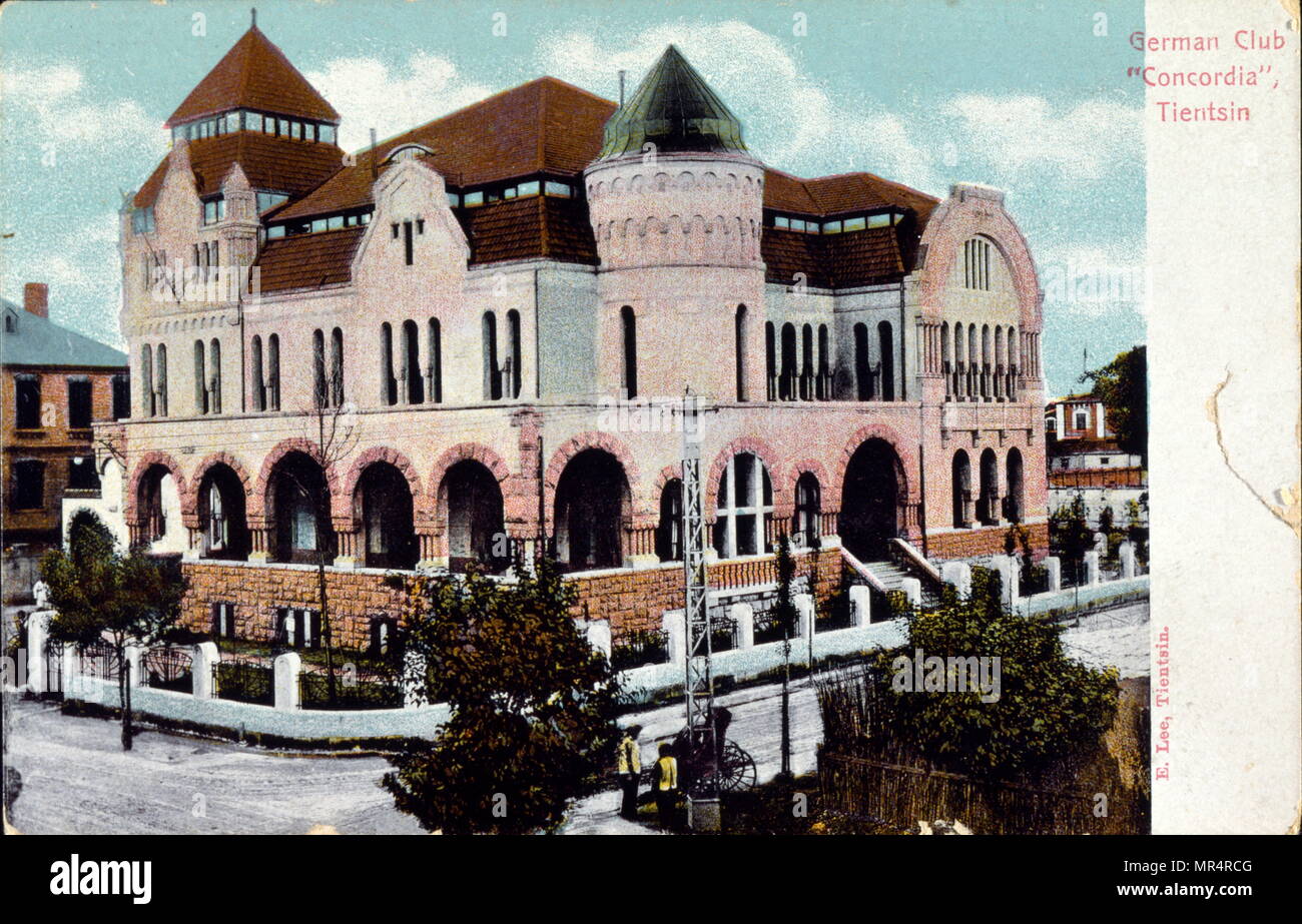 Deutsche Verein, Tientsin, China. Postkarte 1900 Stockfoto