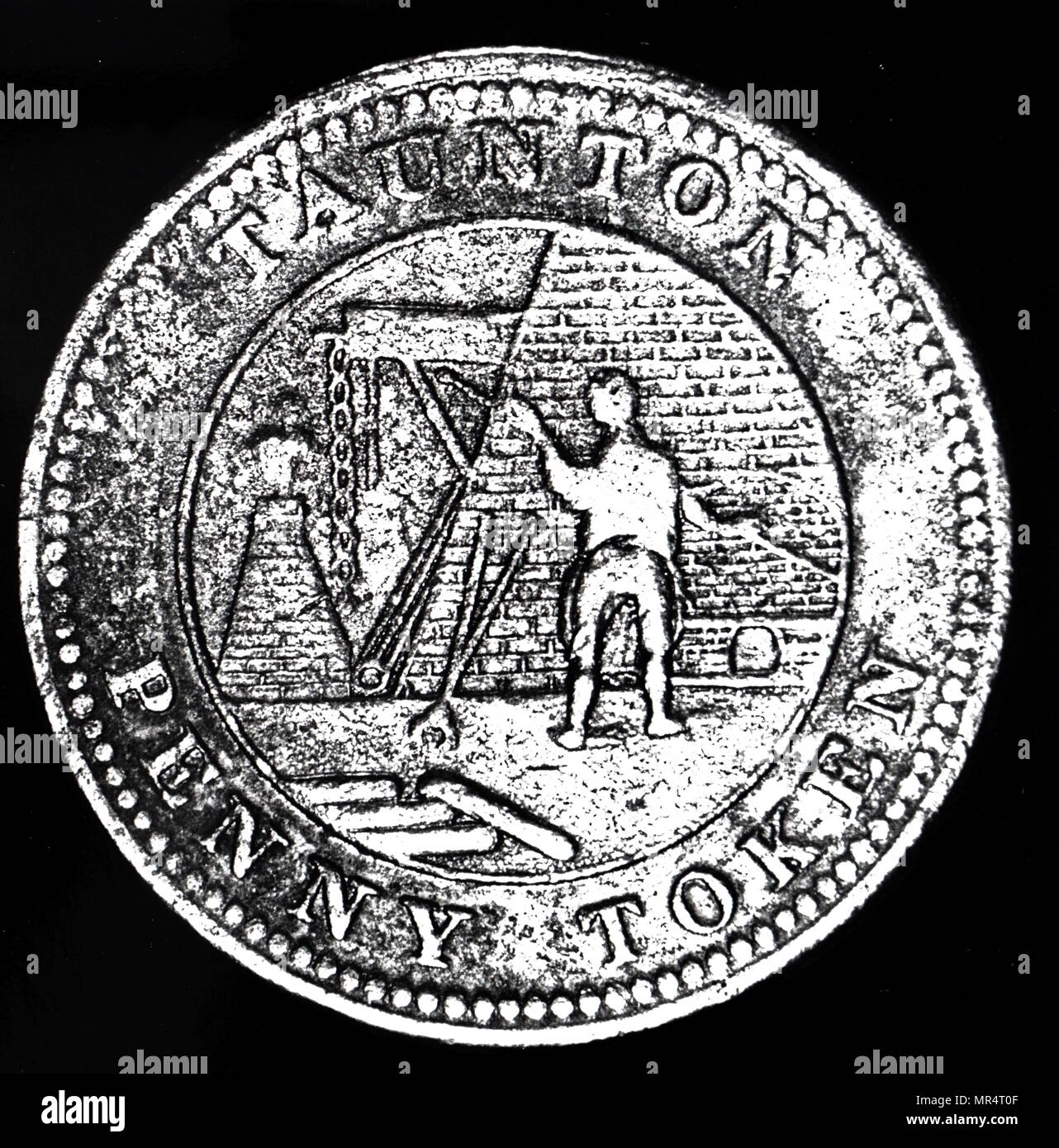 Ein undatiertes penny Handel Token. Vom 19. Jahrhundert Stockfoto
