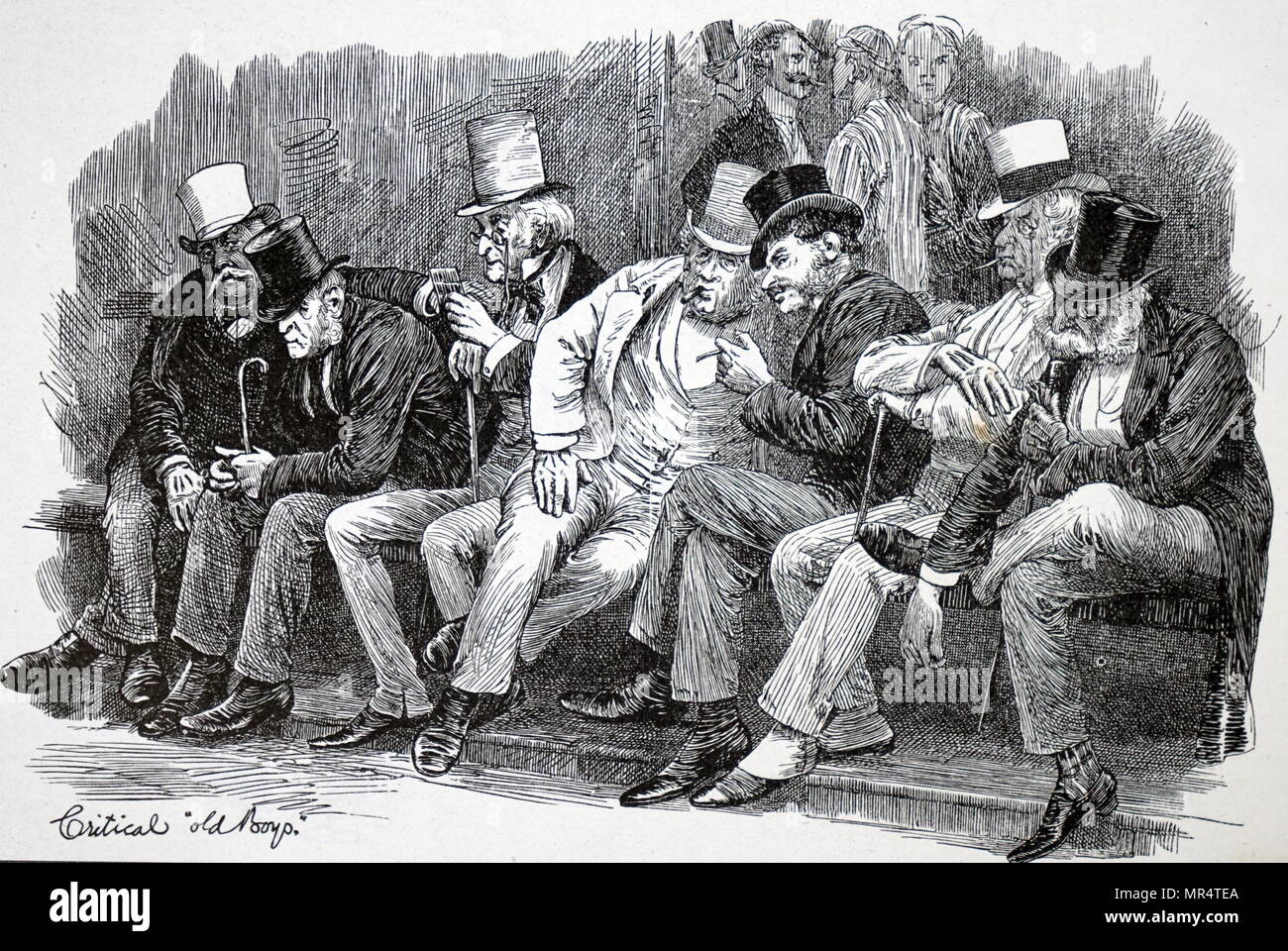 Gravur, die Zuschauer an der Eton und Harrow Cricket-spiel. Vom 19. Jahrhundert Stockfoto