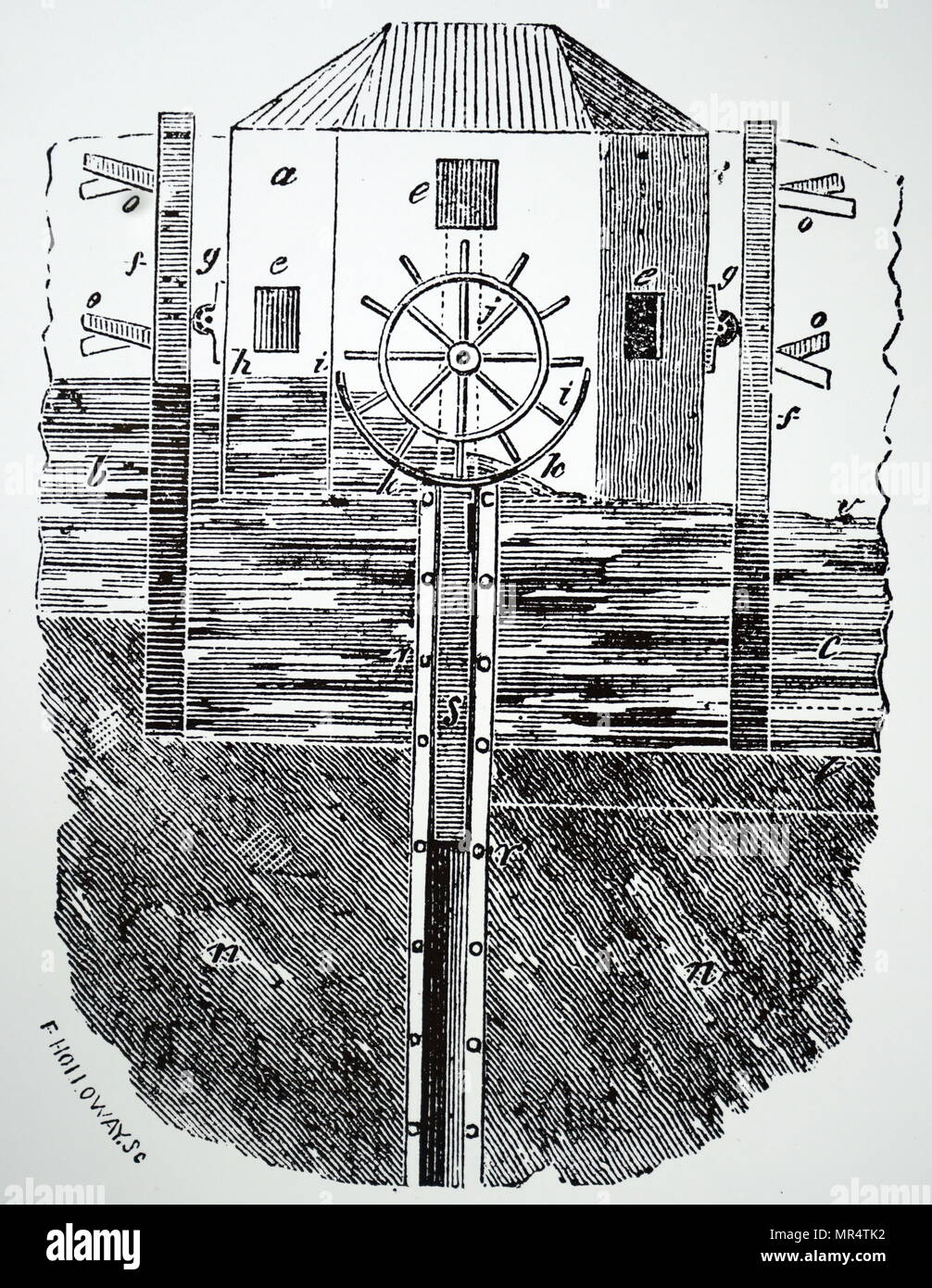 Tide Mill, die durch die steigenden und fallenden der Gezeiten gearbeitet. 1883 Stockfoto