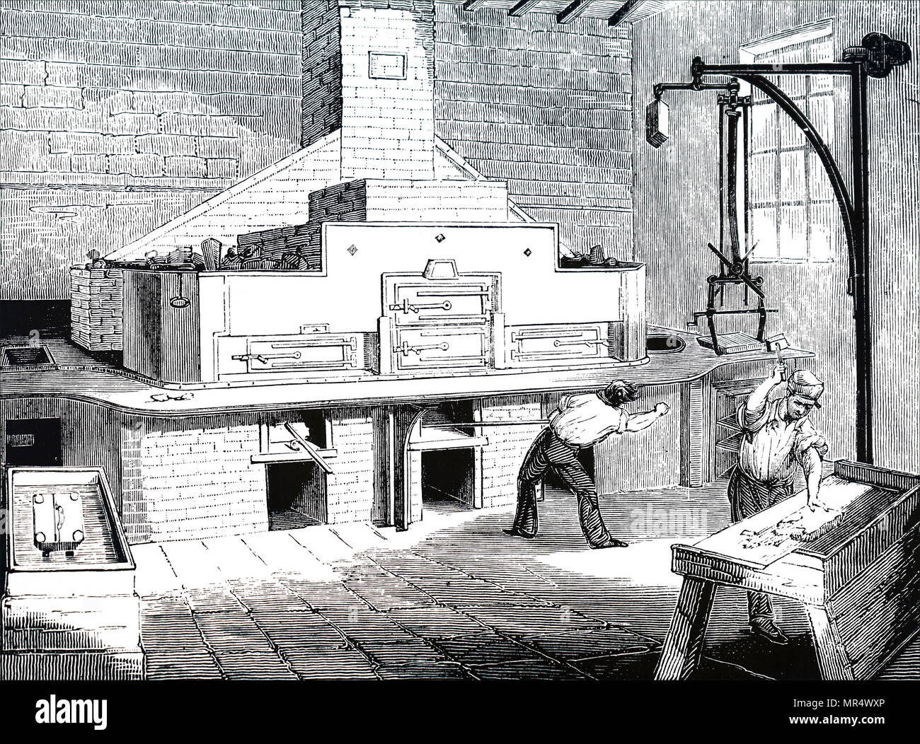 Abbildung: Darstellung einer stereotyp Gießerei. Vom 19. Jahrhundert Stockfoto