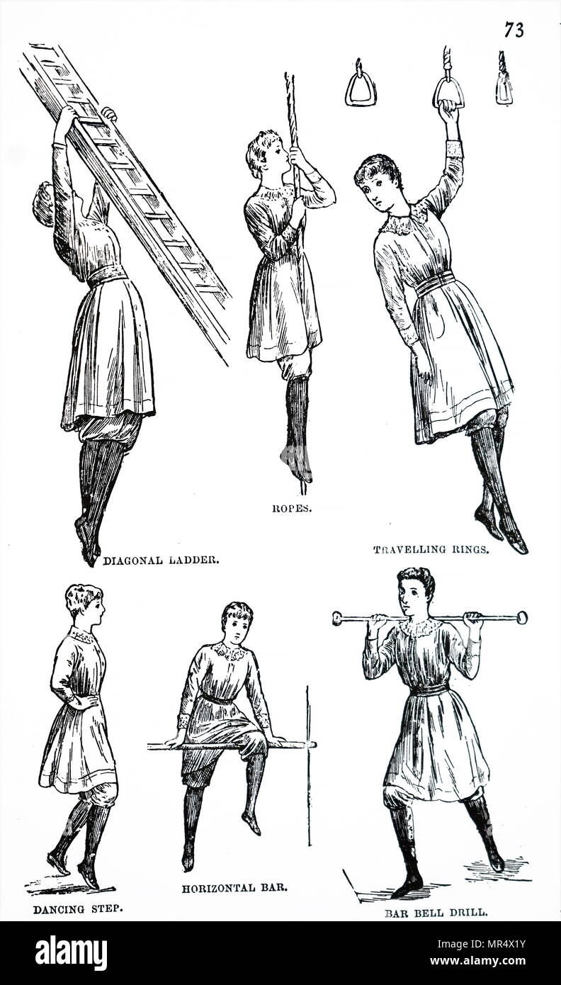 Diagramm, Calisthenics für Mädchen. Mit Hilfe einer Brust Expander", bei der der Chirurg mechanisten oder Indien produziert werden können - Gummi Lager'. Vom 19. Jahrhundert Stockfoto