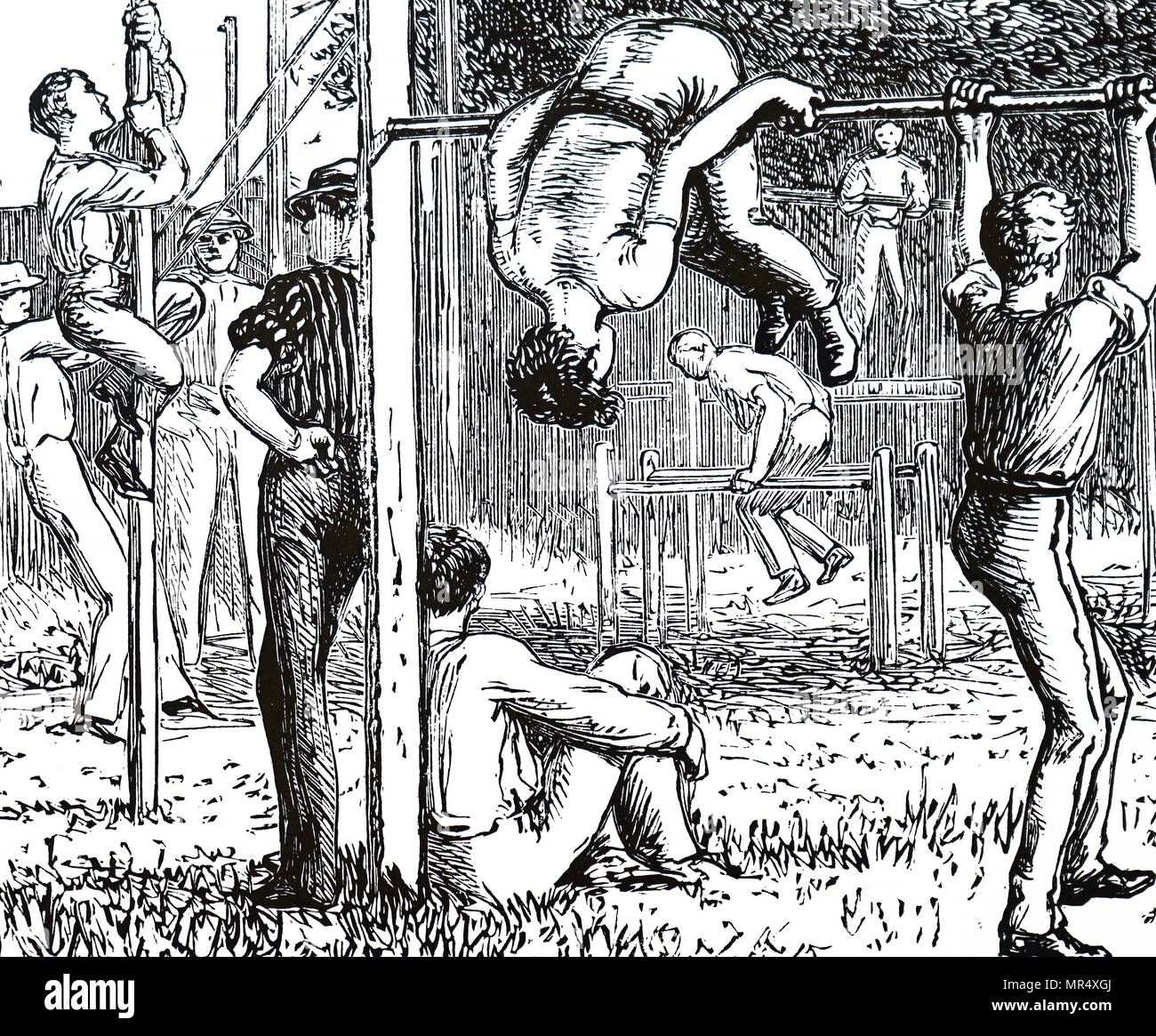 Abbildung: Darstellung von jungen Turnen. Vom 19. Jahrhundert Stockfoto