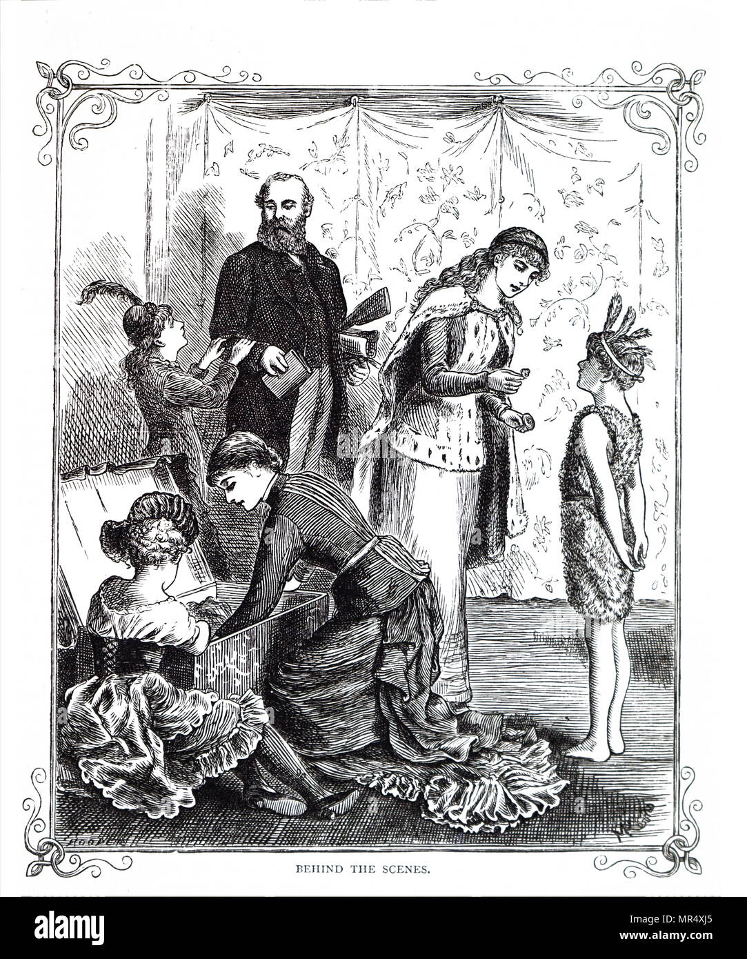 Abbildung: Darstellung Kinder spielen Dress-up für zu Hause theatricals. Vom 19. Jahrhundert Stockfoto