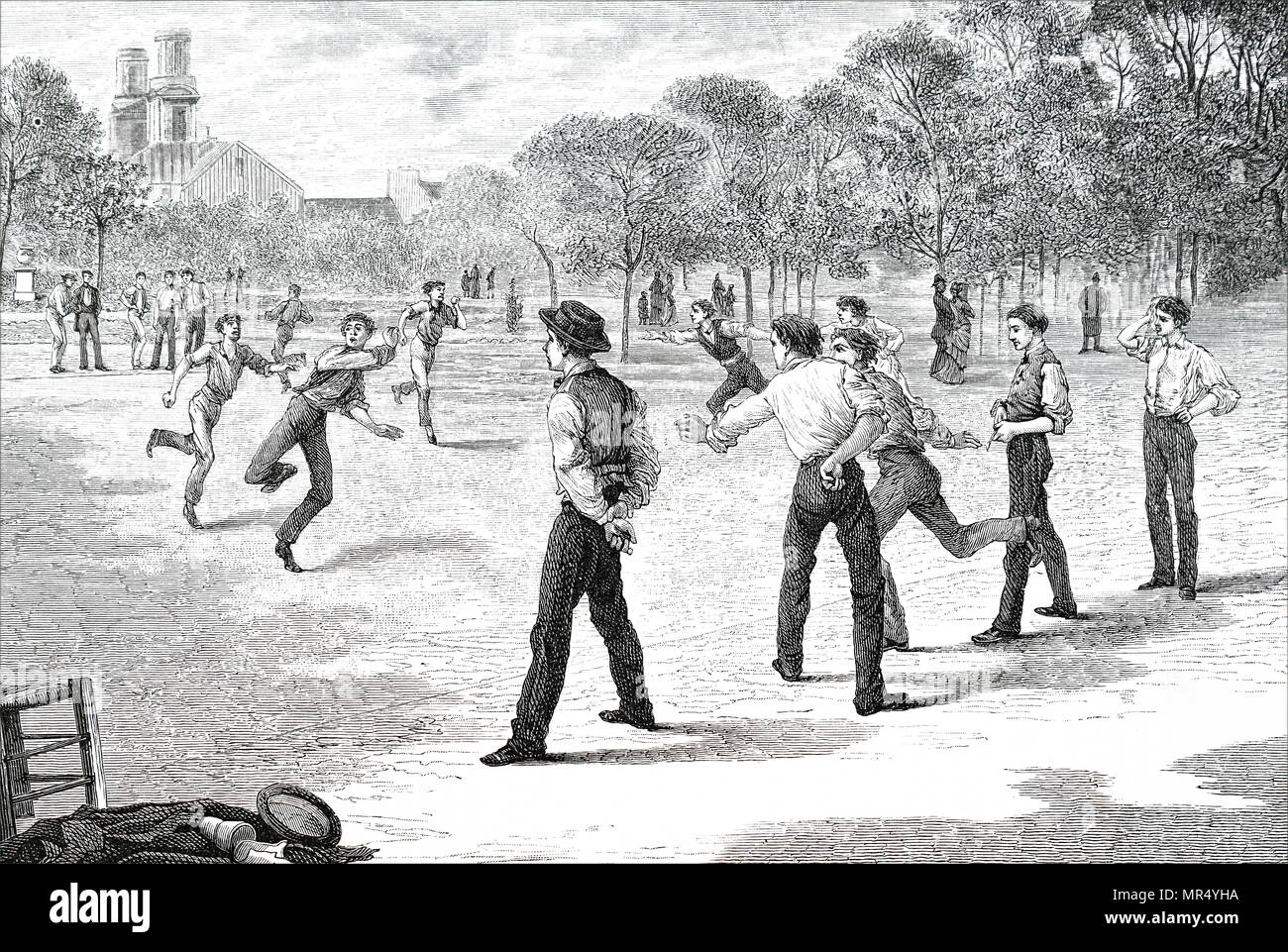 Abbildung: Darstellung Jungs, ein Spiel des Barres. Vom 19. Jahrhundert Stockfoto