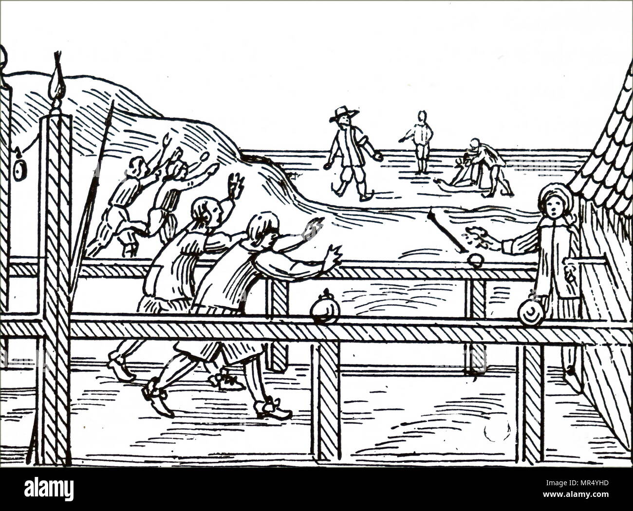 Abbildung: Darstellung Jungs, ein Spiel des Barres. Vom 16. Jahrhundert Stockfoto