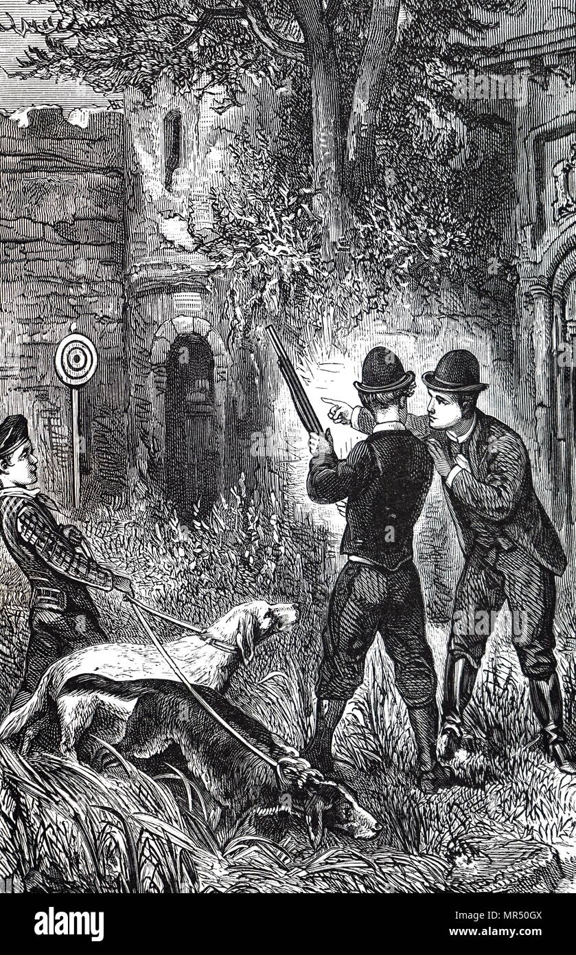 Kupferstich mit der Darstellung eines shooting Lektion. Vom 19. Jahrhundert Stockfoto