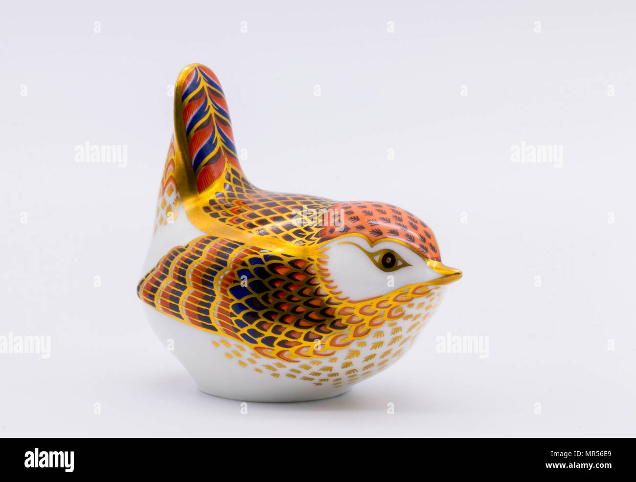 Royal Crown Derby Fine Bone China Briefbeschwerer ein zaunkönig Vogel Stockfoto