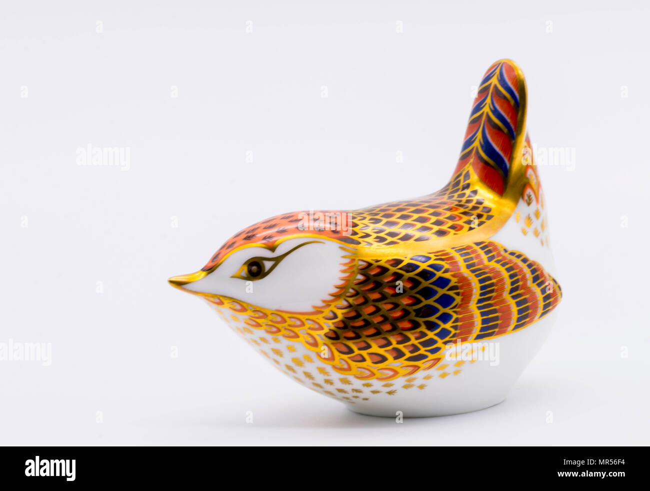 Royal Crown Derby Fine Bone China Briefbeschwerer ein zaunkönig Vogel Stockfoto
