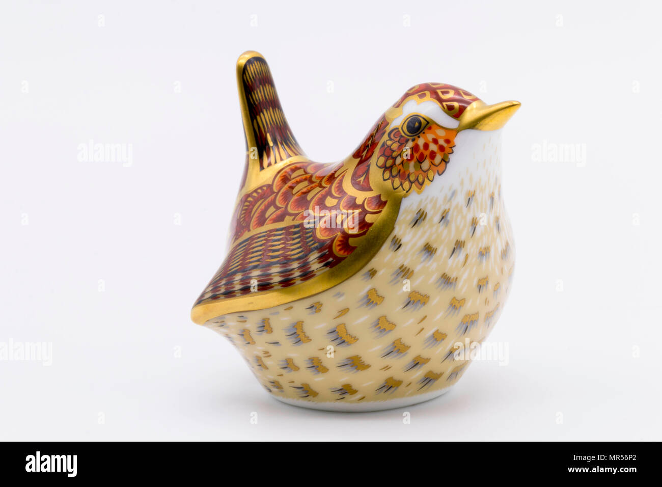 Royal Crown Derby Fine Bone China Briefbeschwerer ein zaunkönig Vogel Stockfoto