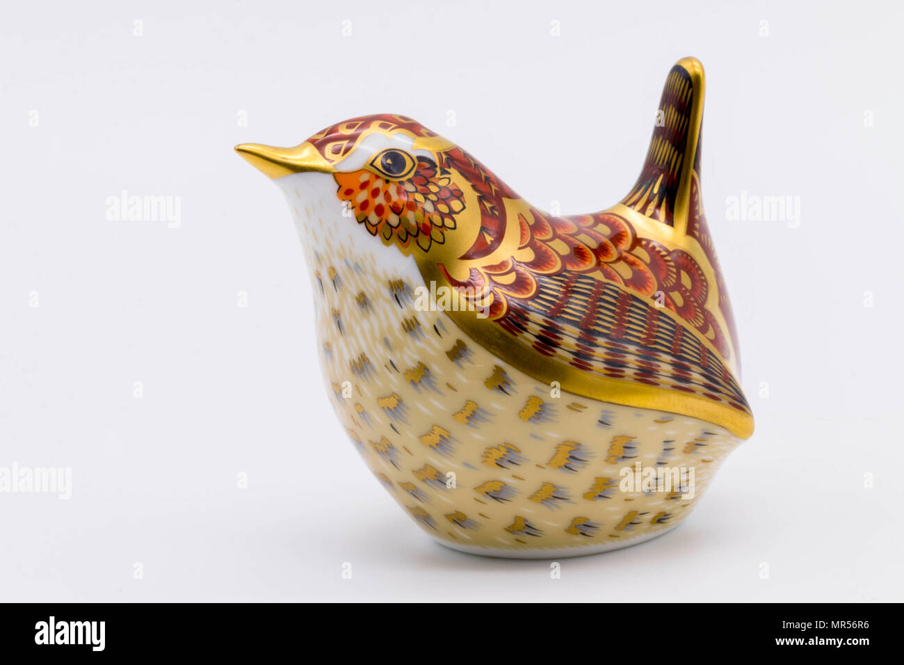 Royal Crown Derby Fine Bone China Briefbeschwerer ein zaunkönig Vogel Stockfoto