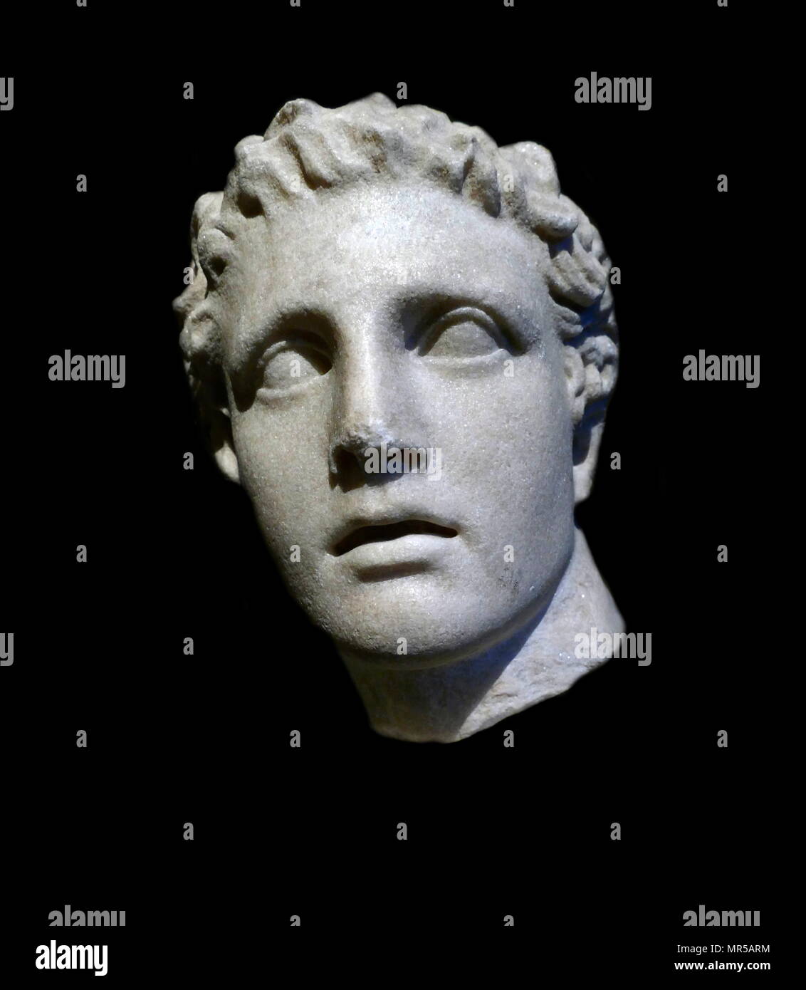 Kopieren eines 2. Jahrhundert V.CHR. Kopf des griechischen Gottes Ares, dem Gott des Krieges. Vom 2. Jahrhundert v. Chr. Stockfoto