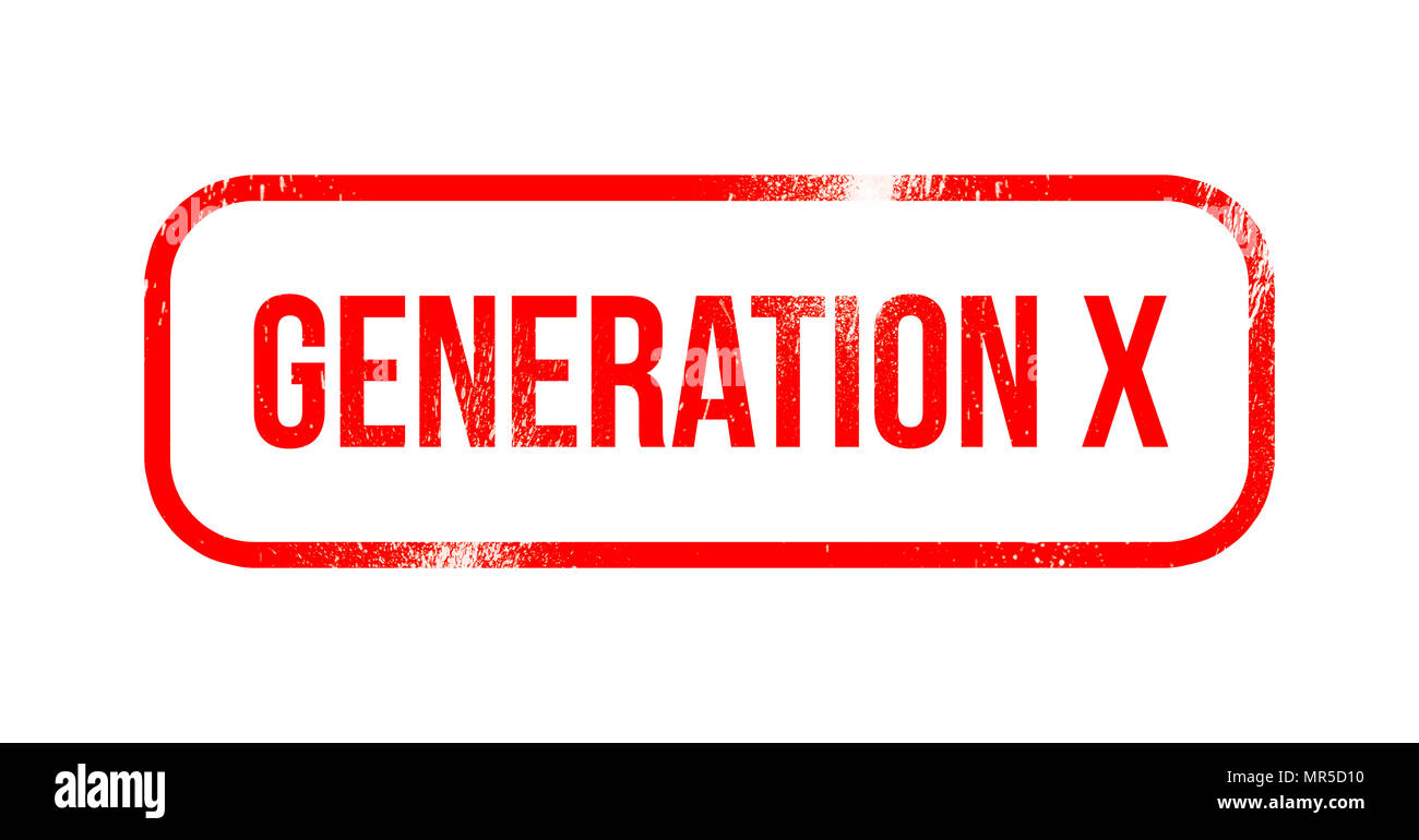 Generation X - Rot grunge Gummi, Stempel Stockfoto