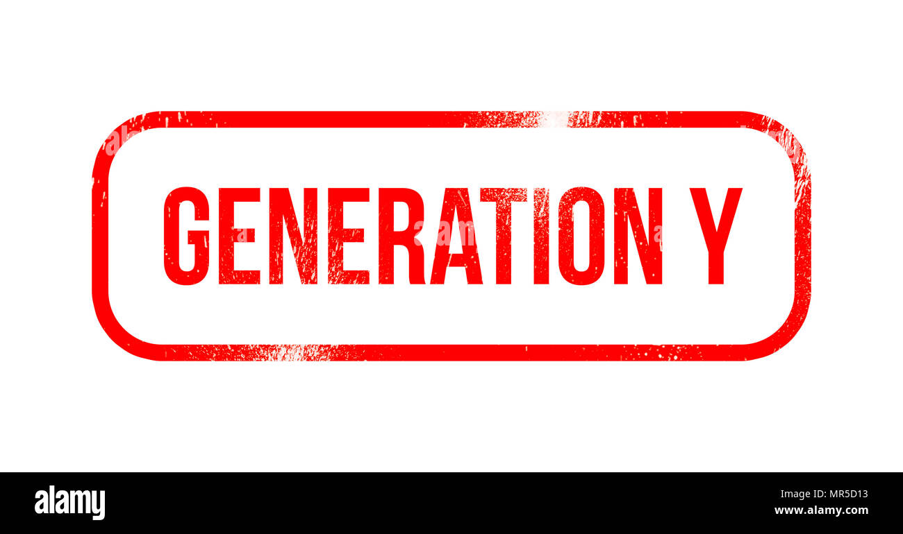 Generation Y-rot grunge Gummi, Stempel Stockfoto