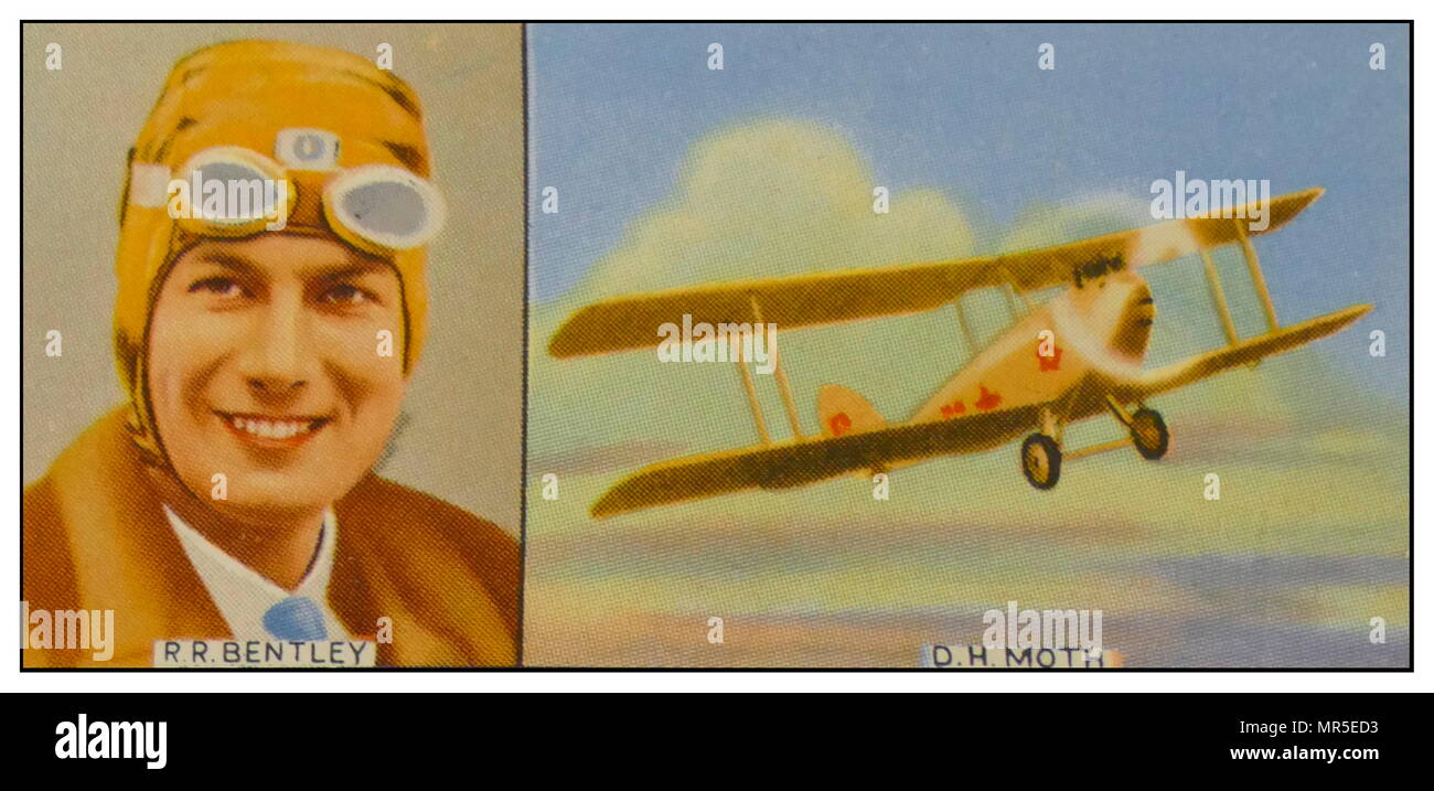 Südafrikanische aviator Lt R R Bentley und Der de Havilland Moth Flugzeuge 'Dorys' Versuch, den ersten Alleinflug aus England versuchen, Südafrika 1927 Stockfoto