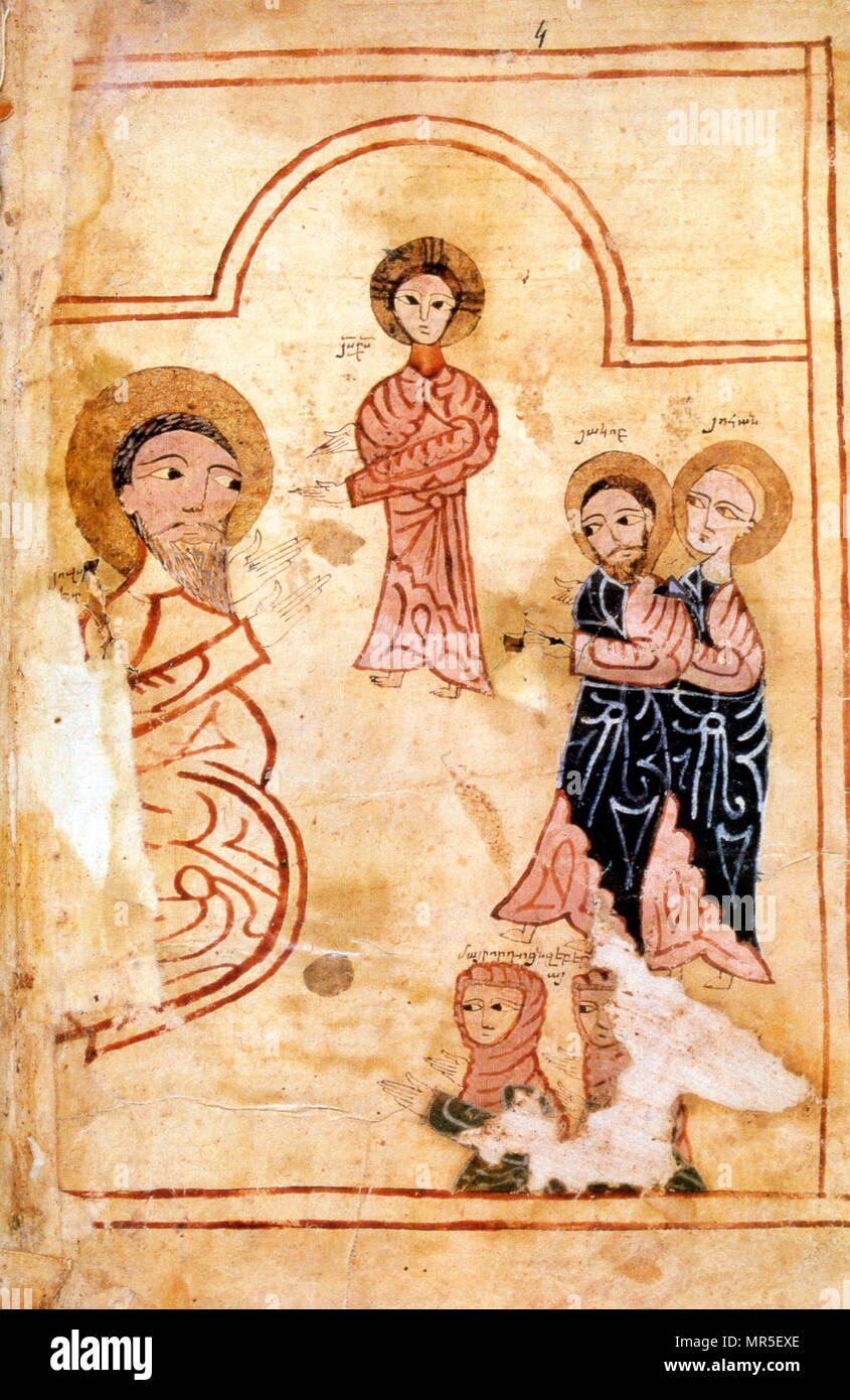 Abbildung des christlichen Apostel. Armenisch-christlichen illustrierte Handschrift aus dem 14. Jahrhundert Stockfoto